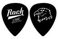 Rock Star lettering front and eagle hand drawn back. Guitar signature pick/mediator design